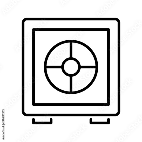 Safe deposit box icon. Business and banking line symbol. Black and white.