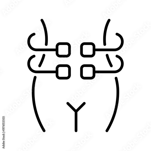 Stomach surgery icon. Healthcare and surgery line symbol. Black and white.