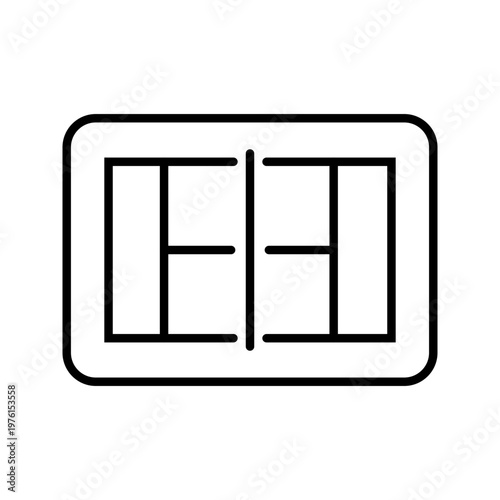 Tennis court icon. Sports and tennis line symbol. Black and white.