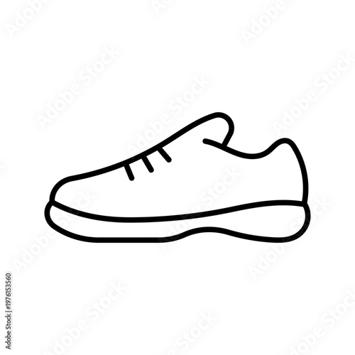 Tennis shoe icon. Sports and athletic shoes line symbol. Black and white.