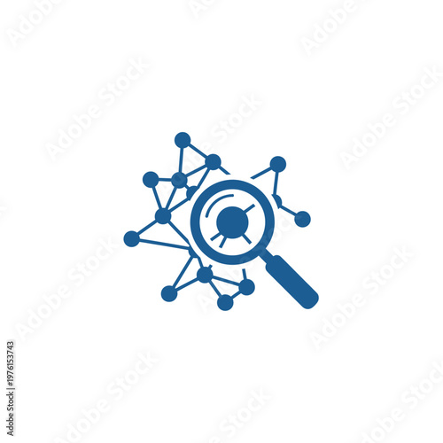 Magnifying glass on molecular structure.