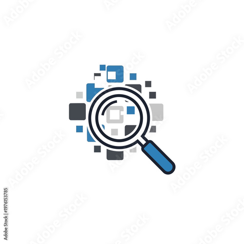Magnifying glass with blue handle.