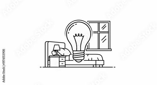 A bright idea in bed a lightbulb appears over a sleeping person