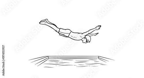 A swimmer dives headfirst into a pool, arms extended