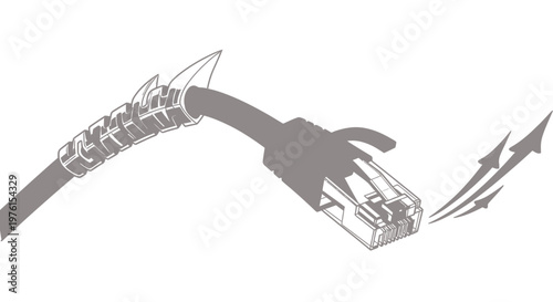 High Speed Ethernet Network Lan Cable Connector Vector Illustration