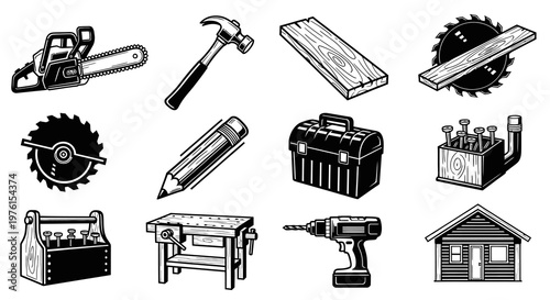 Professional Woodworking Carpentry Tools and Equipment Set