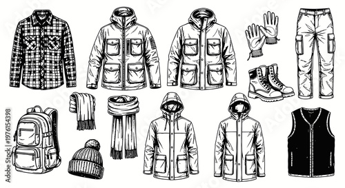 Winter Outdoor Clothing and Mountaineering Gear Collection