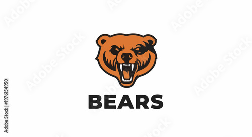 Fierce grizzly bear head graphic with sharp teeth, bold text
