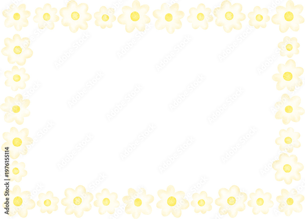 Obraz premium Watercolor Daisy Square Frame Border