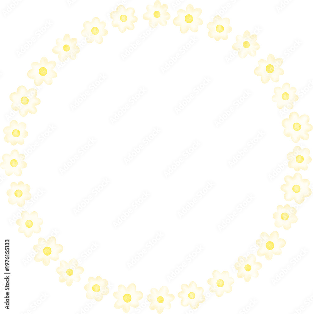 Obraz premium Watercolor Daisy Circle Frame Border
