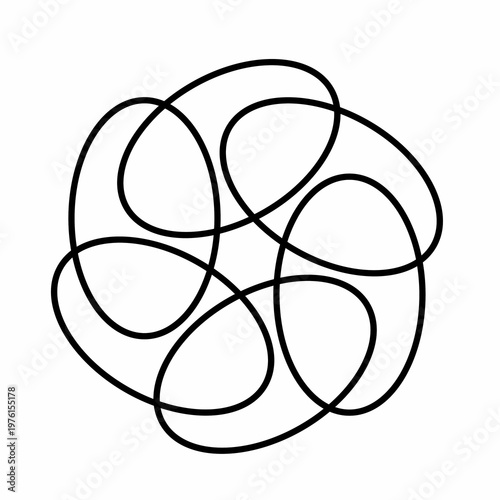 Abstract Continuous Line Circular Pattern Minimal Black and White Design