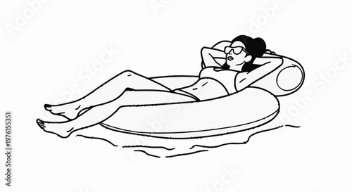 Woman relaxing on an inflatable float in the water