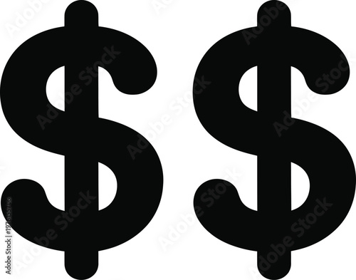 Two black dollar signs displayed side by side on a plain background