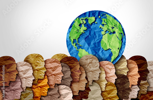 World Day Concept as diverse cultures and multiculturalism society and international tolerance celebration of global diversity and african American asian and caucasian culture integration and pride as