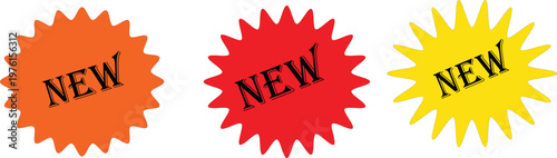 Set of colorful starburst price tags with new text for promotion sale marketing advertising and retail discount offer labels,