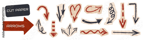 Cut out paper piece with hand drawn arrows for scrapbook