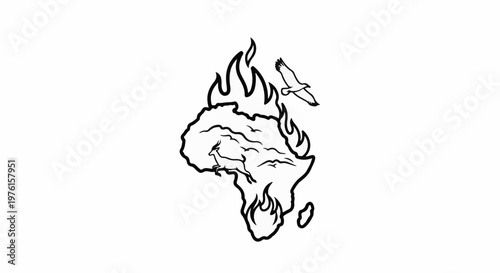 Burning Africa with a leaping gazelle and soaring eagle