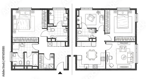 The architectural floor plan showcases a spacious interior layout with multiple rooms and corridors in a modern building.