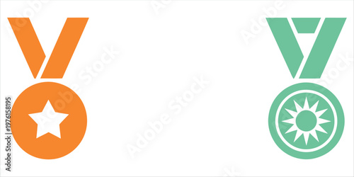 Modern 3D rendered award badges featuring a star and floral motif, ideal for certificates, diplomas, competitions, and corporate recognition materials. Clean and professional design for business.