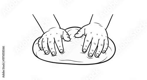 Hands kneading dough for baking or cooking