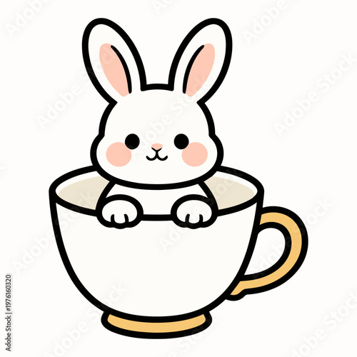 Cute Easter bunny holding colorful Easter eggs cartoon illustration