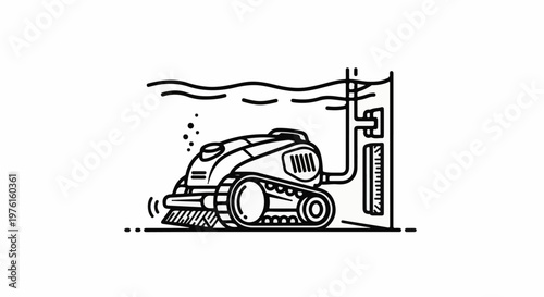 Robotic pool cleaner with tracks and brush cleans under water