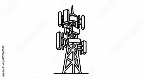 Outline of a multi-tiered communication tower with antenna arrays