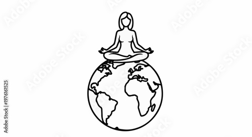 Person meditating on top of the world in a mindful pose