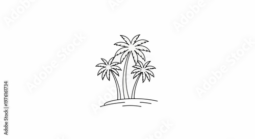 Simple outline illustration of three palm trees on a small mound