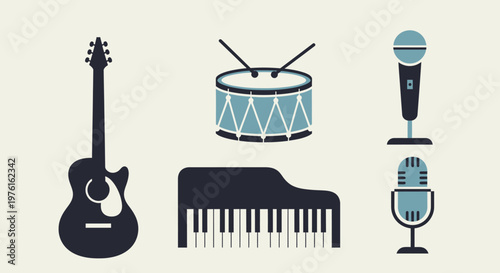 Music instruments for performance and recording.