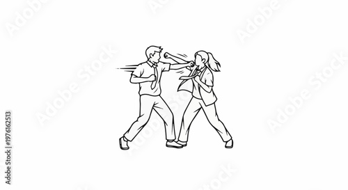 Two individuals in business attire engaged in a physical altercation