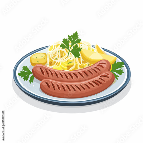 Schlesische Bratwurst mit Kartoffeln