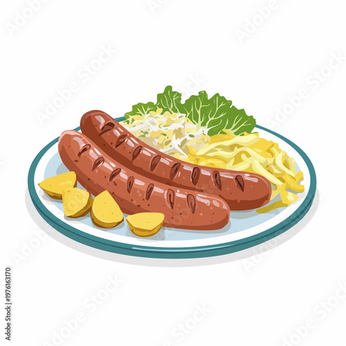 Schlesische Bratwurst mit Kartoffeln