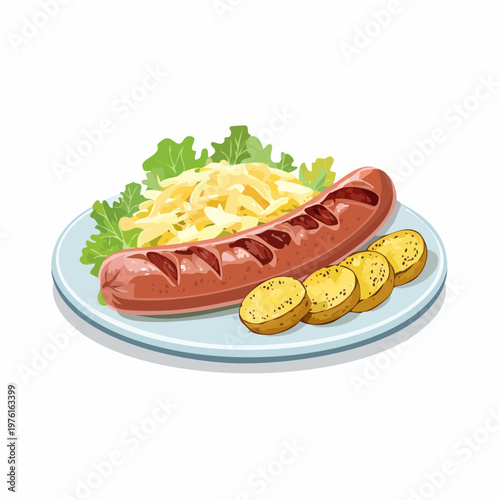 Schlesische Bratwurst mit Kartoffeln
