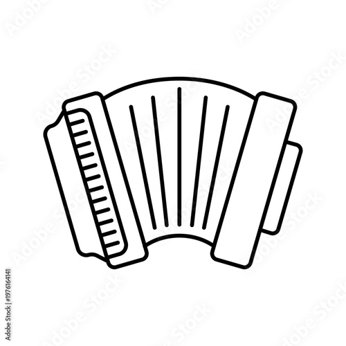 Bayan accordion icon. Music and folk instrument line symbol. Black and white.