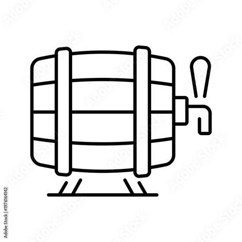 Beer barrel icon. Food and brewery line symbol. Black and white.