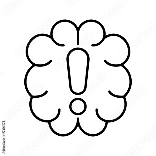 Brain disorder icon. Healthcare and neurology line symbol. Black and white.