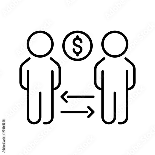 Consumer transaction icon. Business and payments line symbol. Black and white.