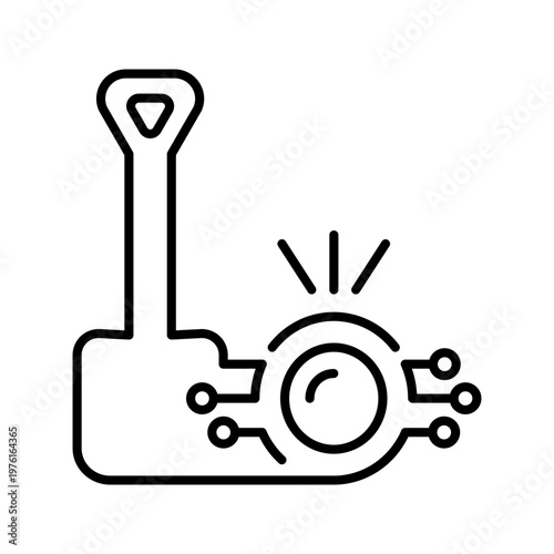 Cryptocurrency mining icon. Technology and cryptocurrency line symbol. Black and white.