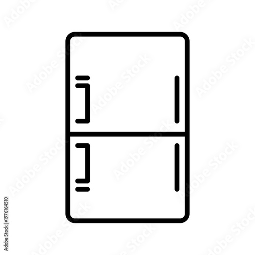 Fridge freezer icon. Household and kitchen appliance line symbol. Black and white.