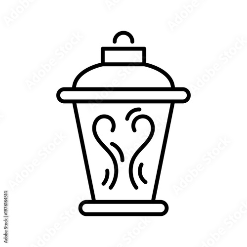 Funeral urn icon. Religion and cremation line symbol. Black and white.