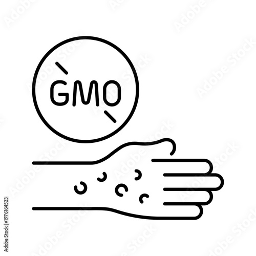 Gmo allergy icon. Healthcare and allergy line symbol. Black and white.