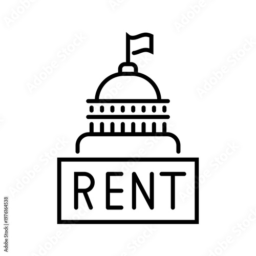 Government rent icon. Business and public housing line symbol. Black and white.
