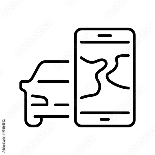 Gps navigation icon. Transport and car navigation line symbol. Black and white.