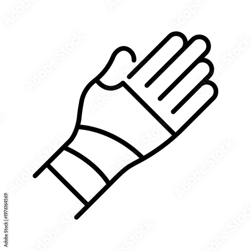 Hand bandage icon. Healthcare and traumatology line symbol. Black and white.