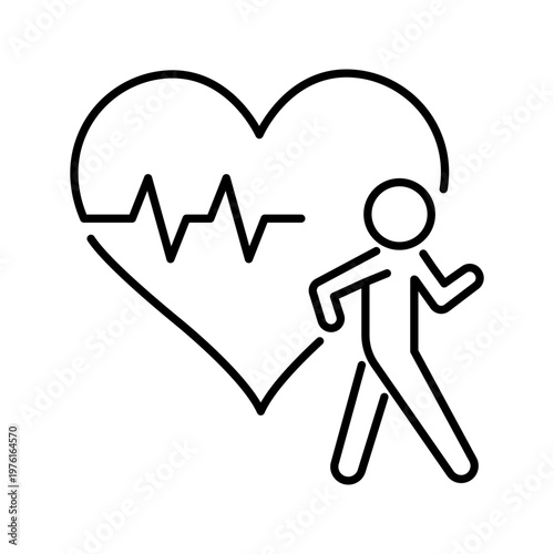Heart health icon. Healthcare and cardiology line symbol. Black and white.