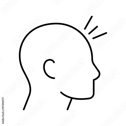 Head pain icon. Healthcare and symptoms line symbol. Black and white.