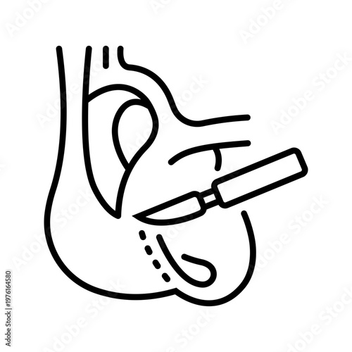 Heart surgery icon. Healthcare and cardiac surgery line symbol. Black and white.