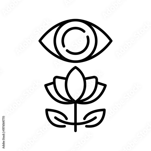 Nature observation icon. Travel and ecotourism line symbol. Black and white.