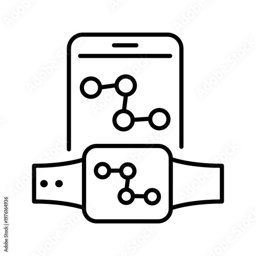 Smart watch icon. Technology and wearable tech line symbol. Black and white.